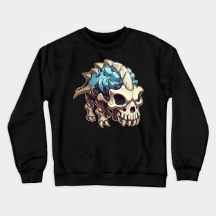 Scary Skull Chibi Triceratops Isometric Dinosaur Crewneck Sweatshirt